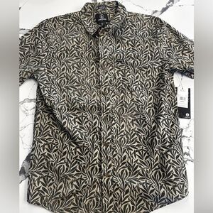 Volcom Black and Tan Leaf Pattern Shirt